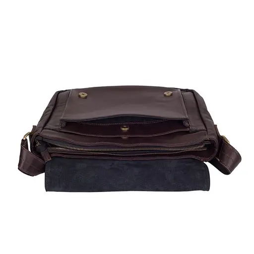 Чоловіча шкіряна сумка через плече з телячої шкіри TARWA 30.5х10х24 см sum0028313 - фото 9