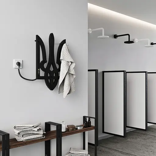 Электрический полотенцесушитель Kosser Тризуб 600x360 EL тайм. чeрний РТ01EL, Черный матовый, Правое - фото 10