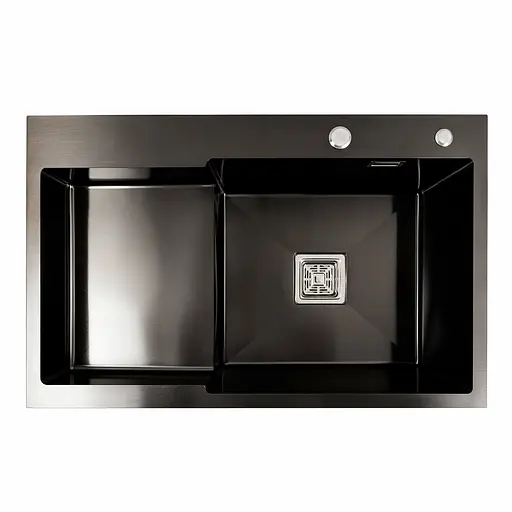 Кухонна мийка 78x50С R PVD чорна Platinum Handmade (поглиблена полиця, 3.0/1.0 мм), Чорний - фото 3