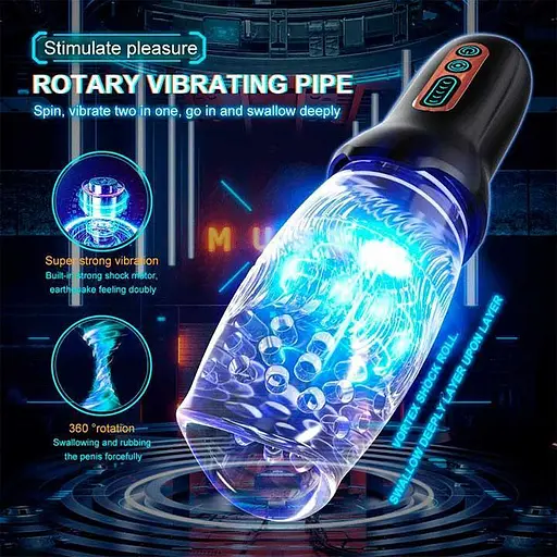 Автоматичний мастурбатор з ротацією Intense Warrior 360 Чорний K000898 - фото 4