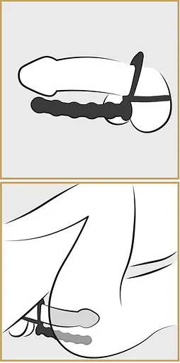 Анальна пробка з ерекційним кільцем Black Velvets Cock And Ball Ring 19 см (чорний) - фото 7