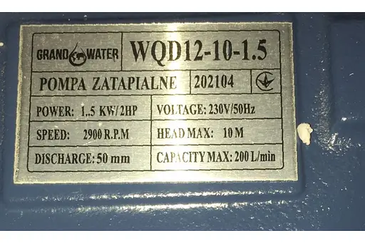 Насос дренажно-фекальний GrandWater WQD12-10-1.5 кабель 6 м 30412 - фото 6