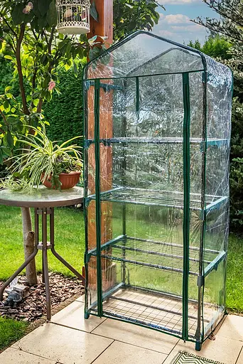 Парник складаний Neo Tools 160х69х49, 4 полиці, ПВХ плівка, прозорий - фото 2