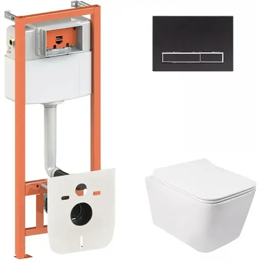 Набір Q-tap інсталяція 3 в 1 Nest QT0133M425 з панеллю змиву лінійною QT0111M08V1091MB + унітаз з сидінням Crow QT05335170W - фото 1