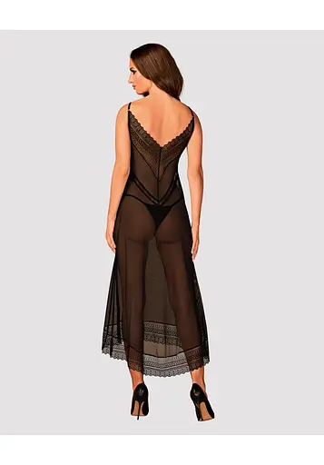 Еротична сорочка Obsessive Estiqua XS/S чорний - фото 5