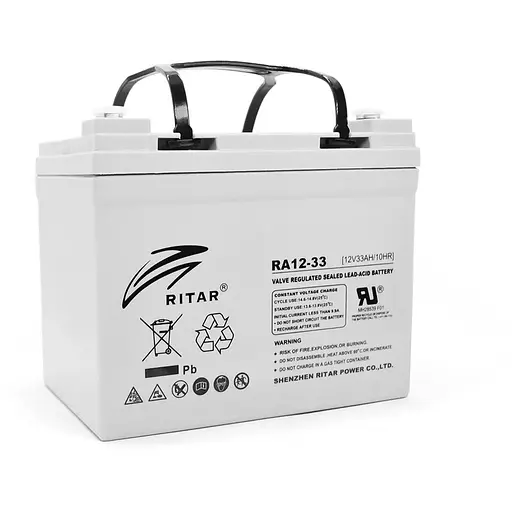 Акумуляторна батарея AGM RITAR RA12-33, Gray Case, 12V 33.0Ah ( 195 x 130 x155 (168) ) Q1