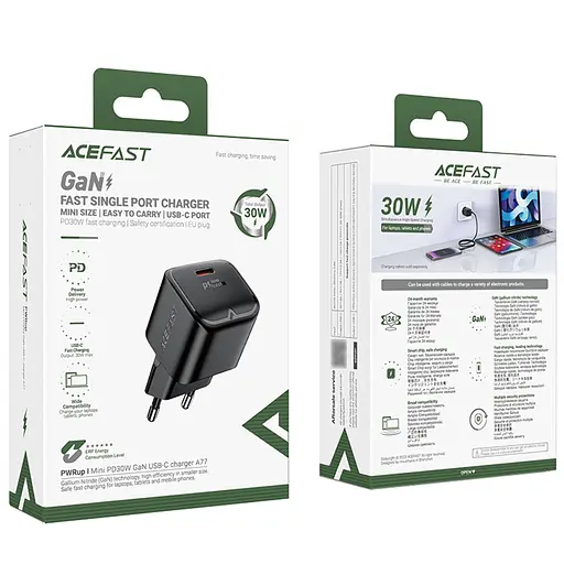 Зарядний пристрій Acefast A77 mini Type-C PD30W GaN чорний - фото 7