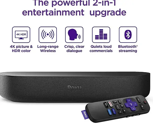 Саундбар Roku з вбудованою смарт приставкою - Streambar 9102 - сматрTV, Apple TV, Bluetooth, WiFi, YouTube, Netflix - фото 7