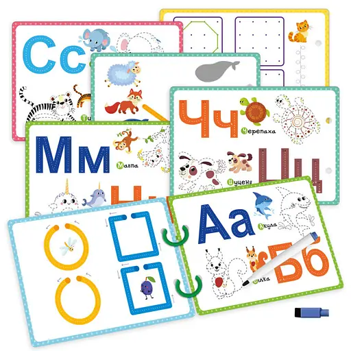 Детские развивающие карточки "Пиши-стирай Зебра" Vladi Toys VT2020-01, 9 страниц - фото 3