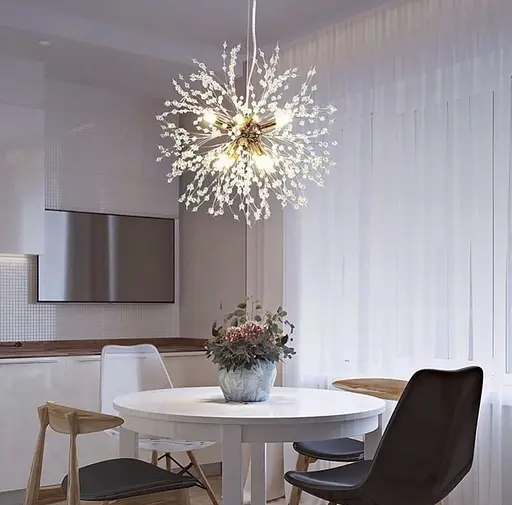 Пухнастий підвісний світильник-кулька у вигляді кульбаби в золотому корпусі | Арт. AS 155 P GD | Line F - фото 1