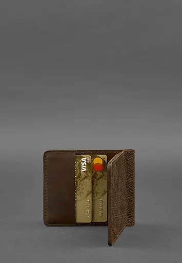 Мужской кожаный портмоне темно-коричневый 1.0 зажим для денег Карбон - фото 5