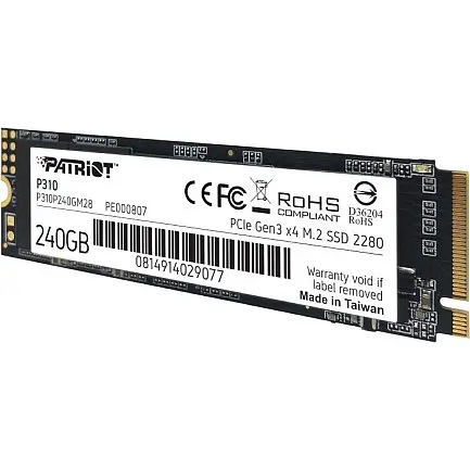 SSD диск Patriot P310 240G NVMe PCIe Gen3x4 M.2 2280 - фото 3