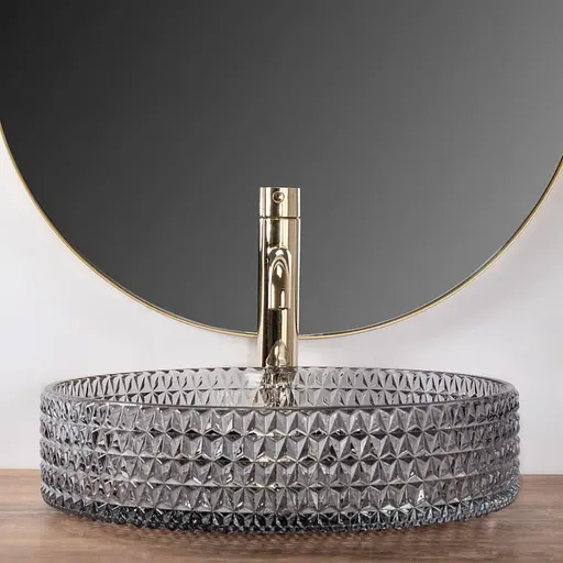 Умывальник Rea Cristal Grey накладной REA-U0277, Прозрачный - фото 3