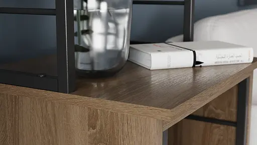 Стол-тумба трансформер Смарт 3/1 с этажеркой Ferrum-decor 1430x1450x500 Черный металл ДСП Дуб Сонома Трюфель 16 мм (FRD-105113) - фото 9