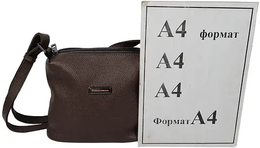 Женская кожаная сумка Borsacomoda на плечо темно-коричневая sum0028716 - фото 10