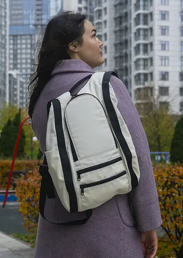 Рюкзак-антивор OOLOO Капля 45х27х14 см, кремовый 2710 - фото 6