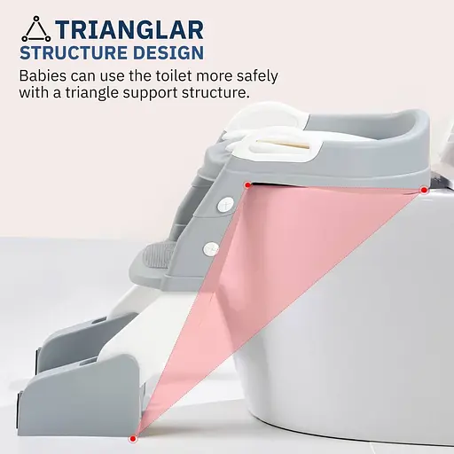 Дитяче складне сидіння на унітаз зі сходинками та ручками 2в1 + Горщик Біло-Сірий - фото 4