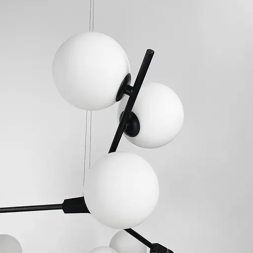 Черная люстра с 12 белыми плафонами 105х70 см Ст. BM 64/12 BK+WT | Line F - фото 6