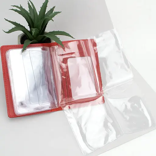 Обложка для прав кожаная женская HC-10 красная (на права старого образца) - фото 4