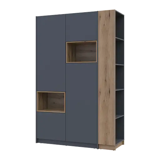 Шкаф для одежды с нишей и этажеркой Doros Дейл Графит/Дуб Эвок 2 ДСП 143.2х52х220 (42005154) - фото 7