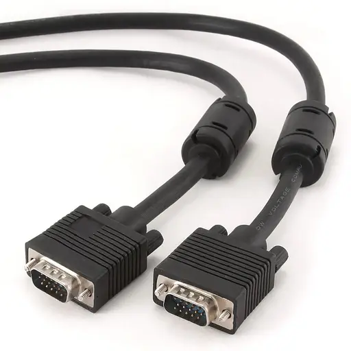 Кабель VGA-VGA 20 м Cablexpert, VGA3+9C, HD15M подвійне екранування, з 2-ма феритами, Black (CC-PPVGA-20M-B)
