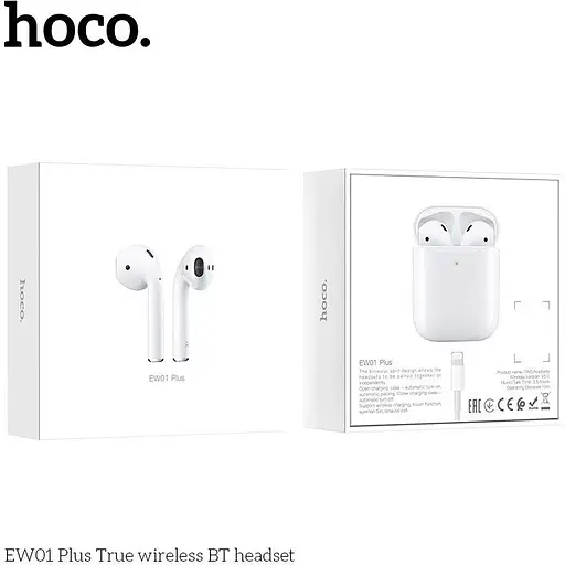 Наушники полностью беспроводные Hoco EW01 Plus BT 5.1 стерео гарнитура белая - фото 5