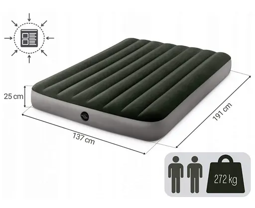 Велюровий матрац, 137x191x25 см, до 272 кг, зелений