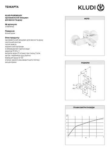 Смеситель для ванны Kludi Pure&Easy 376819165 - фото 2