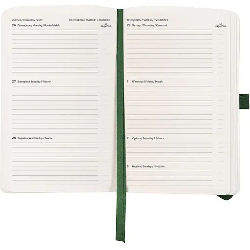Еженедельник Axent 2026 Partner Soft Skin 125 x 195 мм темно-зеленый (8509-26-23-A) - фото 5