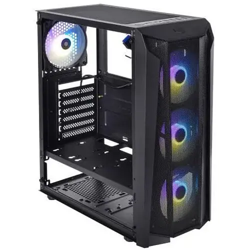 Корпус Qube BOREY черный, без БП, Mini Tower, ATX, Mini ITX, 1хUSB 3.0, 2хUSB 2.0, 390x190x440 мм, 4.35 кг (BOREY_F5NU3) - фото 1