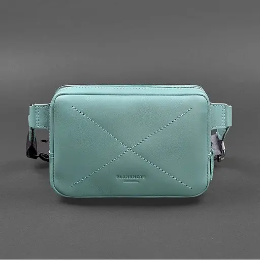 Шкіряна жіноча поясна сумка Dropbag Mini бірюзова - фото 7