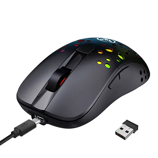 Мышь беспроводная игровая с аккумулятором и подсветкой 2.4 gHz HYSJ Т100 E-Sports Black - фото 8