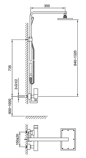 Душова система Kohlman Saxo chrome QW276S, Хром - фото 3