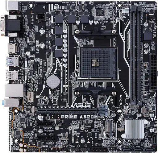 Материнская плата ASUS PRIME A320M-K (Prime A320M-K) (Socket AM4, AMD A320, Micro-ATX) Б/у - фото 1