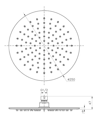 Верхний душ 250 мм Imprese S250SS6, Хром - фото 2