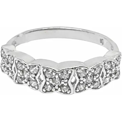 Серебряное кольцо Вьюнец с фианитами. 1041/1Р-CZ 17 - фото 1