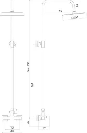 Душова система Globus Lux Sicilia SBQ-SH-105, Нікель - фото 4