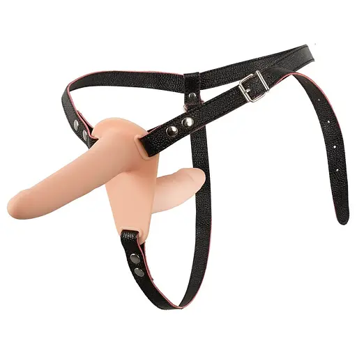 Двойной страпон Vibrating Double Strap-On 15.7 см телесный