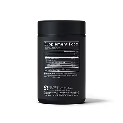 Омега 3 Sport Research Vegan Omega-3 1400 mg, 60 капсул з концентрату рослинної водоростевої олії - фото 2