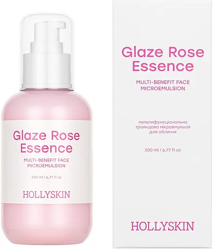 Мультифункціональна трояндова мікроемульсія для обличчя Hollyskin Glaze Rose Essence 200 мл (0494h) - фото 1