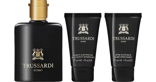 Набор Trussardi Uomo 100 мл туалетная вода, 200 мл бальзам после бритья, 200 мл гель для душа - фото 1