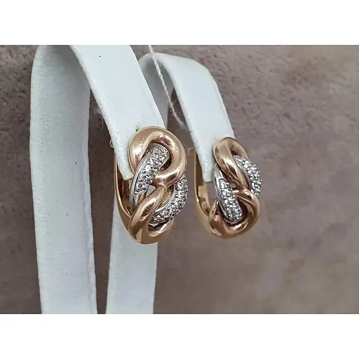 Золотые серьги Харьковская ювелирная фабрика с фианитами. 6458 - фото 3