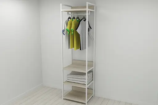 Шкаф Гардероб Уни секция 3 серии Конект Ferrum-decor 220x60x50см Белый металл ДСП Дуб Сонома 32 мм (FRD-104533)