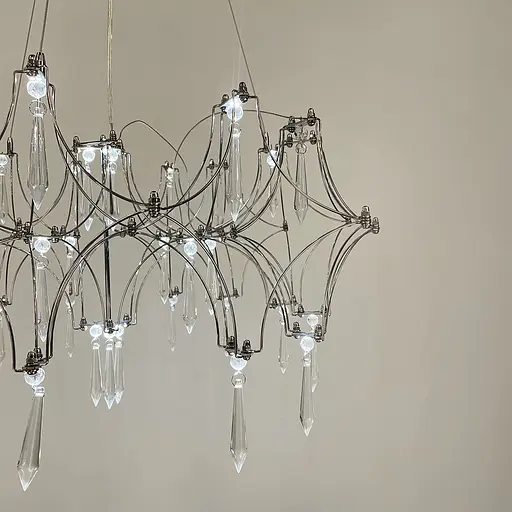 Дизайнерська невагома срібна люстра із кришталем Ø 65 см | Арт. MJ 203-600 CH | Line F - фото 3