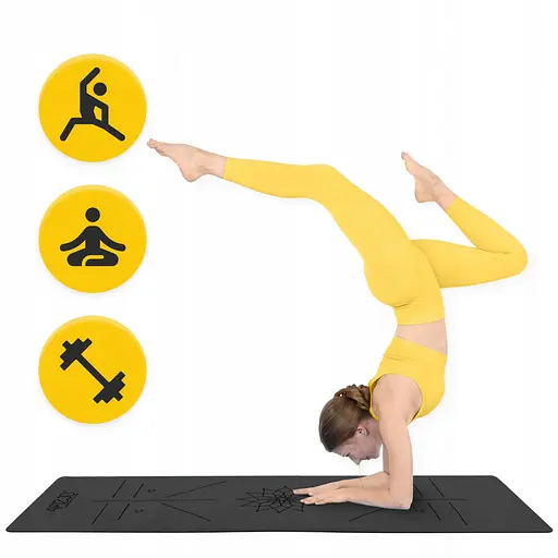 Коврик (мат) спортивный 4FIZJO PU 183 x 68 x 0.4 см для йоги и фитнеса 4FJ0587 Black (P-5907739319531) - фото 6