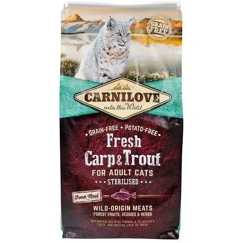Сухой корм Carnilove Fresh Carp & Trout для стерилизованных кошек рыба 6 кг - фото 3