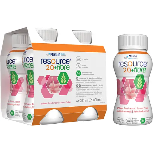 Набір ентеральне харчування Nestle Health Science Resource 2.0+Fibre зі смаком полуниці 3.2 л (4 уп. х 4 шт. х 200 мл) - фото 2