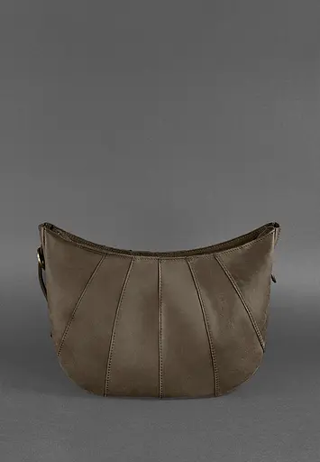 Шкіряна жіноча сумка Круасан темно-коричнева - фото 4