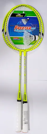 Бадмінтон C 44600 TK Sport, воланчик та 2 ракетки в чохлі (6900067446008) Лимонний - фото 2