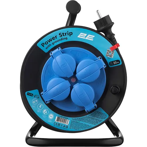 Сетевой фильтр 4XSchuko на катушке, IP44, 3G*1,5 мм, 20 м, черный (2E-CR4315IP44M20) - фото 2